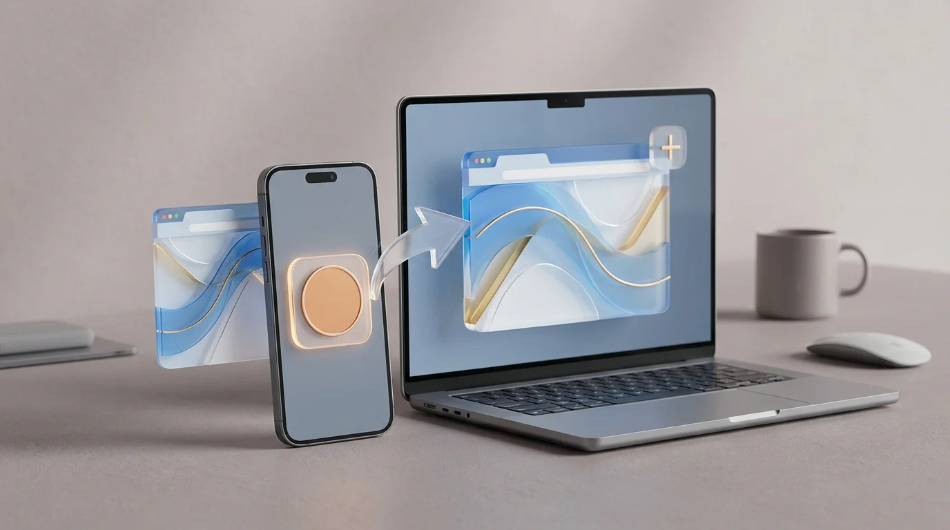 Ilustracja aplikacji webowej PWA na telefonie i laptopie